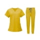 thumbnail image 5 of Uniformes Conjunto de trabajo Ropa de trabajo Enfermera Top Pantalones Manga corta Trajes de trabajo de enfermería, Amarillo S, 5 of 9