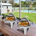 thumbnail image 3 of ROVSUN 2-Pack Roll Top Chafing Dish Buffet Set,6 Quart Full Size Pan Chafer, Stainless Steel Round Set with Food Pan, Water Pan and Fuel Holders, for Wedding, Parties, Banquet, Catering Events, 3 of 7