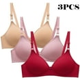 thumbnail image 2 of ShomPort 3PC Womens Wireless Full-Coverage Bra Adjustable Straps Soft Bras Breathable Thin T-Shirt Bra, 2 of 6