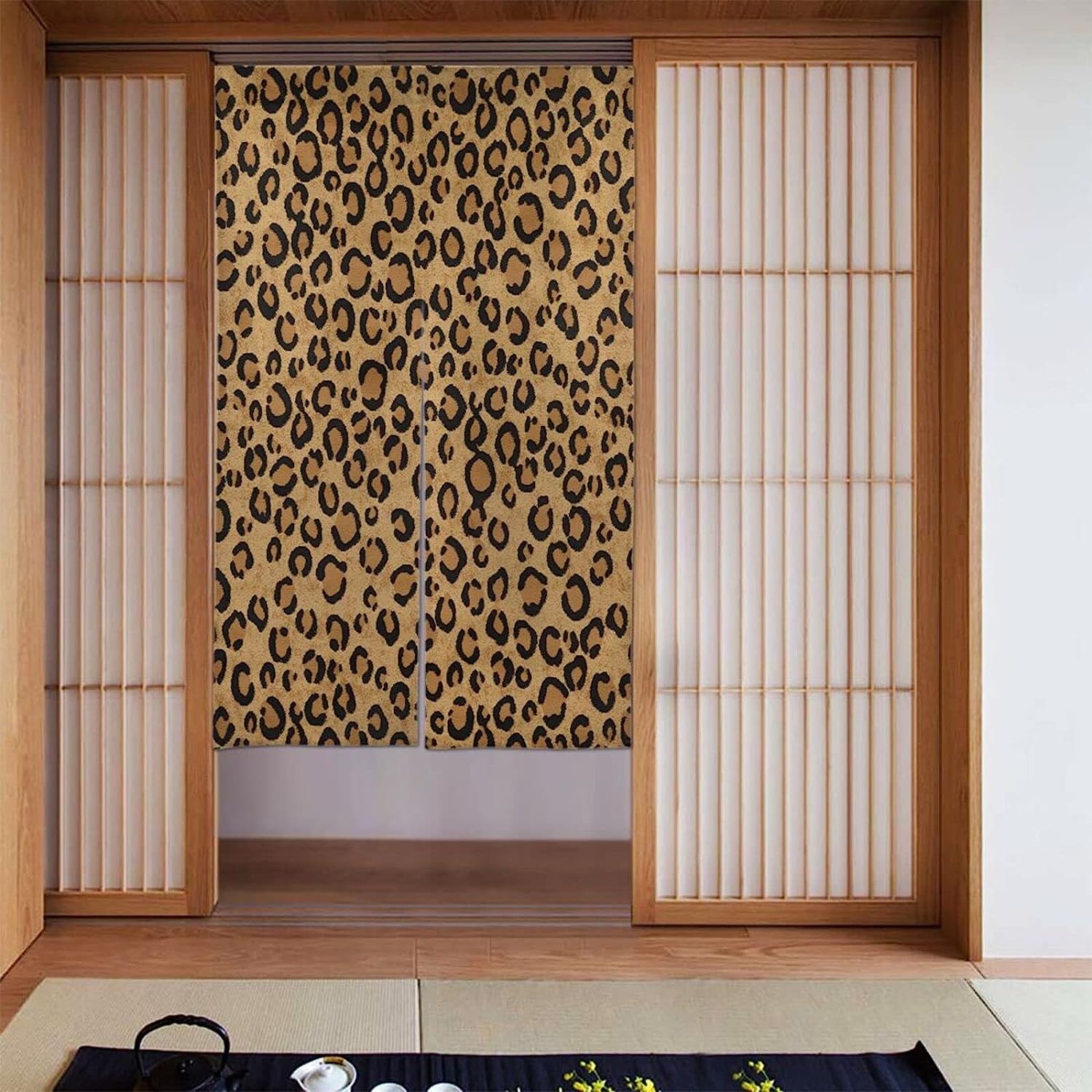Wild Leopard Animal Room Divider Curtain, Modern Decorative Blackout