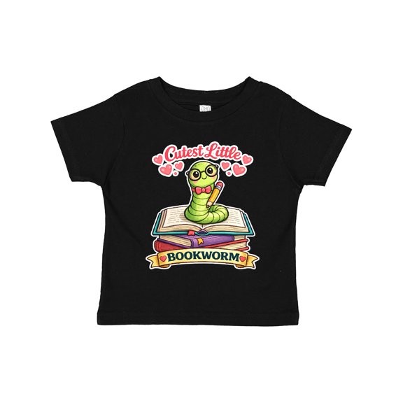 Inktastic Cutest Little Bookworm Boys or Girls Toddler T-Shirt