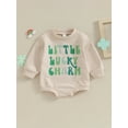 thumbnail image 2 of FEORJGP Infant Boys Girls Sweatshirt Romper Newborn Baby Long Sleeve Jumpsuit Round Neck Letter Pattern Bodysuit Loose Casual Spring Fall Playsuit, 2 of 9