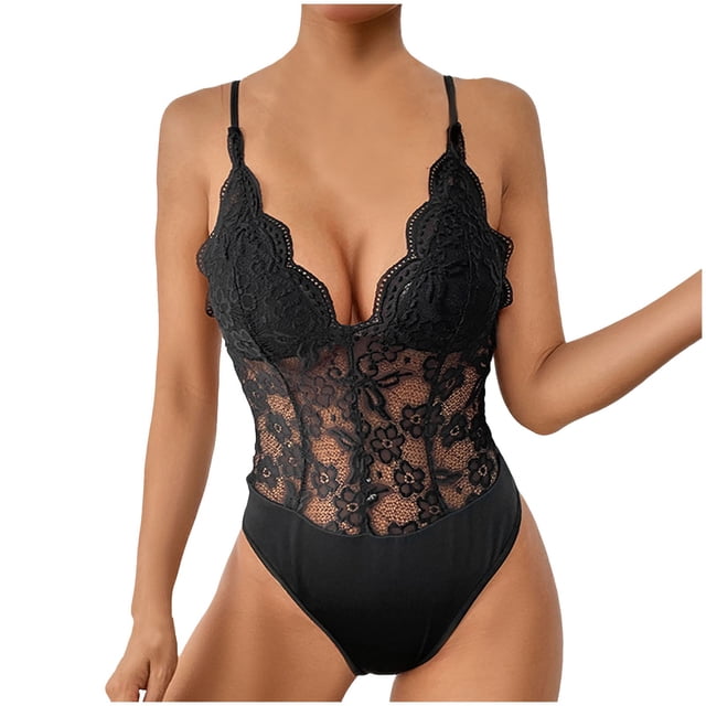 Mono interior fino y versátil de encaje con costuras de malla y corte ajustado para mujer - Ropa informal/diaria/para exterior, fácil de combinar con botas/leggings, tallas S-XL
