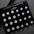 thumbnail image 3 of Merryso 12/6 Pairs Classic Rose Shape Cubic Zirconia Stud Earrings Women Jewelry Set--6pcs--Black--Product code 82996 6pcs Black, 3 of 5