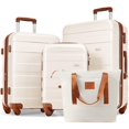 thumbnail image 2 of Merax Valise Rigide Extensible à Roulettes, Marron et Ivoire, Ensemble de 4 Pcs, 2 of 4