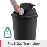 Sterilite Kitchen Trash Can, 7.5 Gallon Plastic Garbage Bin with Swing Top Lid, Black