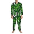 thumbnail image 4 of Kll Palm Greenery Sleepwear Mens Flannel Pajamas,Long Cotton Pj Set, 4 of 9
