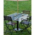 thumbnail image 4 of Fsddascl Blue Ombre Stripe Outdoor Tablecloth - 60x60 Inch Square Dining Table Cover, Farmhouse Striped Gradient Waterproof Outdoor Table Cloth with Umbrella Hole & Zipper for Picnic/Patio/Party, 4 of 7