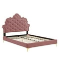 thumbnail image 3 of Platform Bed Frame, Tufted, Rivet Nailhead, King, Pink, Velvet, Bedroom, Modern Contemporary Boutique HB35439, 3 of 12