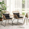 JOIVI 2-Piece Outdoor Wicker Dining Chairs, Weather Resistant, Iron ...