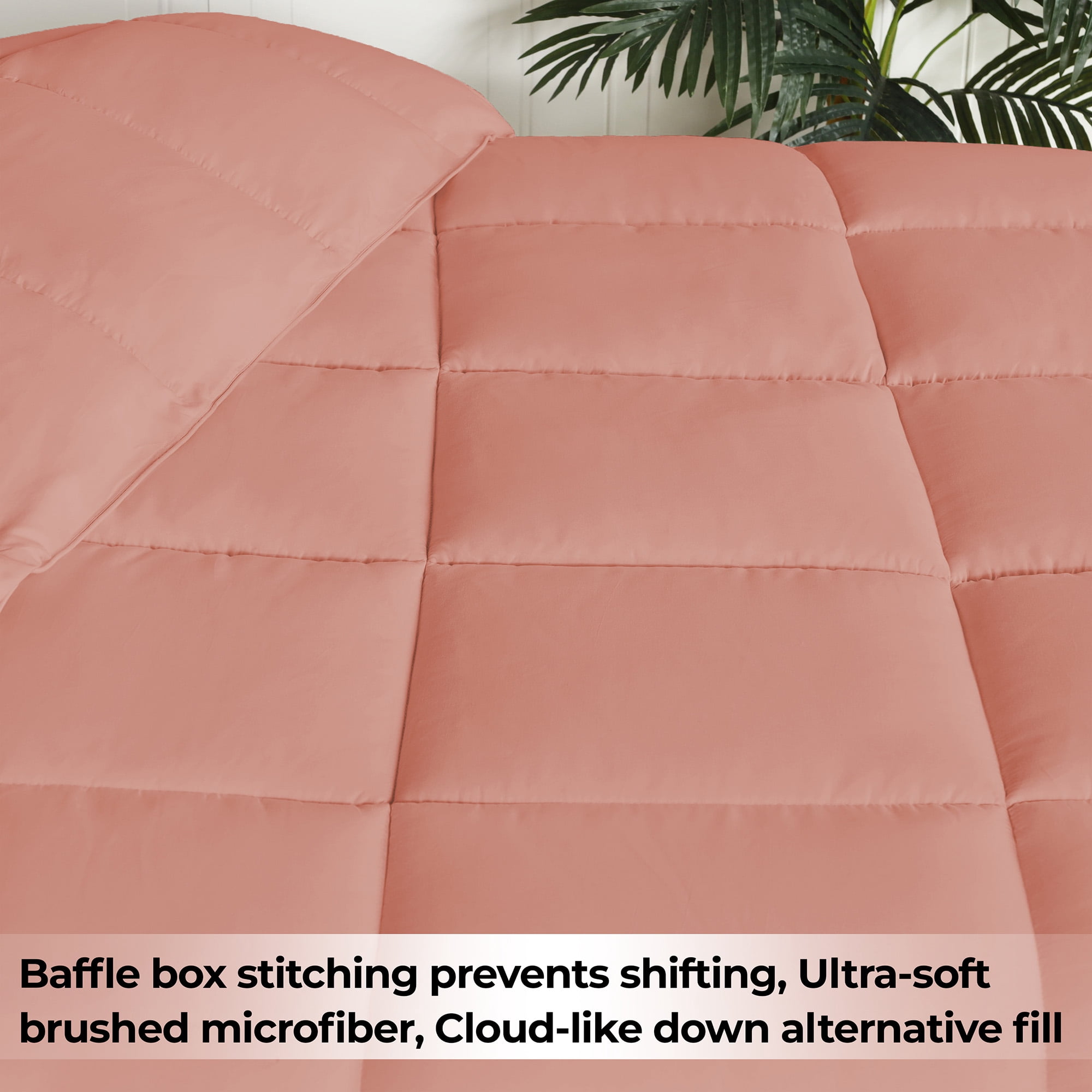 Superior Solid Comforter Down Alternative Bedding, Full, Blush