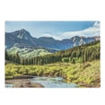 thumbnail image 1 of Landscape Cutting Board, Mountain Vista Thick Forest Trees Mountain Flowing River Grass Cloudy Sky Valley, Decorative Tempered Glass Cutting and Serving Board, Large Size, Multicolor, by Ambesonne, 1 of 1
