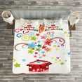 thumbnail image 3 of Ambesonne Birthday Quilted Bedspread Set 3 Pcs, Gift Box Colorful Stars, King Size, Multicolor, 3 of 3
