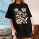 thumbnail image 2 of Faldas Cortas para Mujeres, Impresión de Flores Casual Oversized Camiseta de Manga Corta Top Hecho de 95% Poliéster 5% Spandex para Primavera Verano, Falda Corta de Verano, 2 of 7