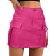 thumbnail image 1 of Gibobby faldas de lentejuelas para mujer Falda cargo de cintura Minifalda cargo con botones y bolsillo para mujer Falda acampanada(Rosa, S), 1 of 4