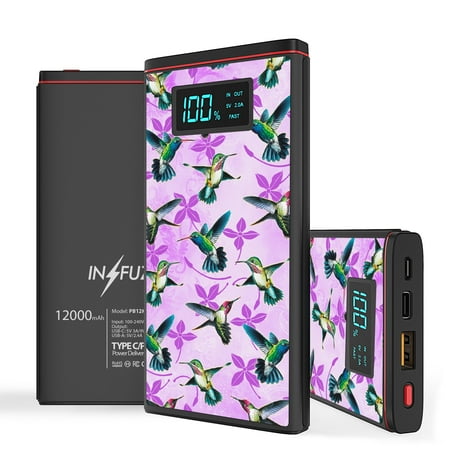 

INFUZE Portable Charger for Cricket Vision 3 Power Bank (18W Power Delivery USB-C/USB-A Ports 12000mAh Capacity USB Cables with Touchless Tool) - Hummingbirds