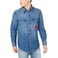 thumbnail image 1 of Calvin Klein Foundation Western Button Up Shirt para hombre, azul, XX-Large, 1 of 1