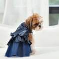 thumbnail image 6 of Luxury Embroidered Dog Christmas Outfit Dog Dress Lightweight Velvet Puppy Costume Turtleneck Girl Pet Clothes Blue XS, 6 of 6