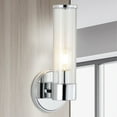 thumbnail image 5 of JONATHAN Y Cecil 6" 1-Light Tall Cylinder Iron/Striped Glass Modern Mid-Century LED Vanity, Chrome, 5 of 9