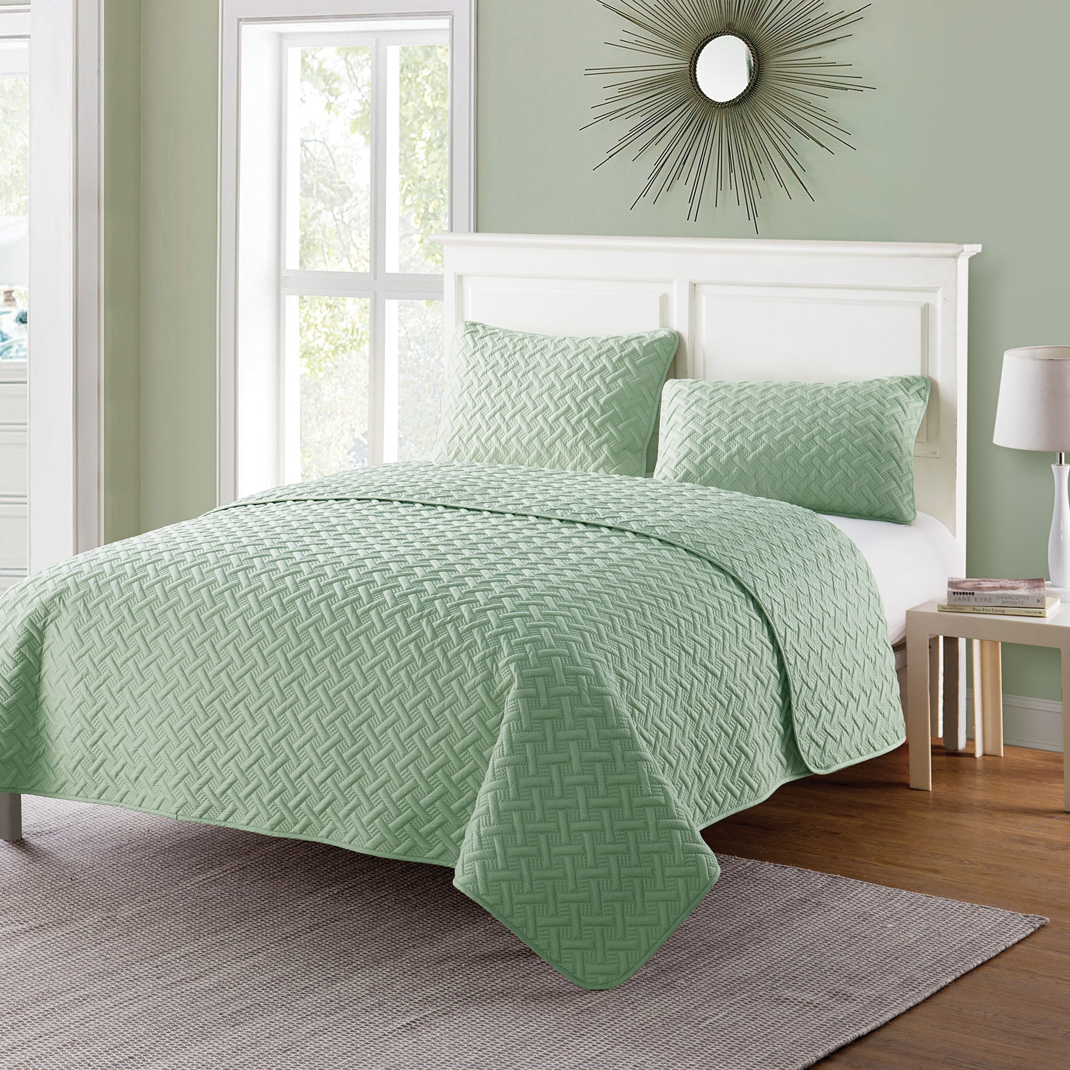 VCNY Home Nina 3-Piece Green Geometric Quilt Set, King, Adult, Unisex