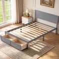 thumbnail image 6 of Full Size Bed Frame with Storage, UHOMEPRO Full Bed with Headboard and Under-Bed Storage Drawers, Easy Assembly Sturdy Platform Bed Frame, Space Saving, No Box Spring Needed, 6 of 9