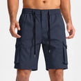 thumbnail image 3 of Stamzod Cargo Shorts for Men Elastic Waist Summer Casual Work Short with Multi Pocket Mens Clothes Navy L, 3 of 8