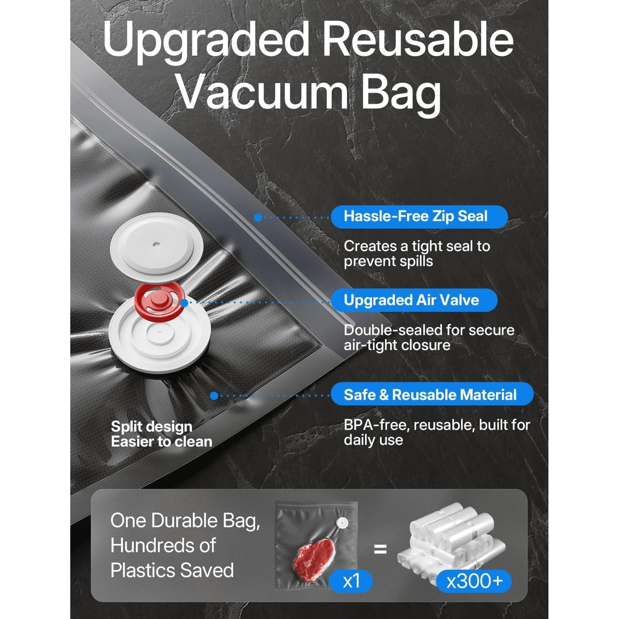 Vacuum Sealer for Food with 30 Reusable Vacuum Bags, 6X Freshness Lock, Cordless Compact Handheld Vacuum Sealer Machine for Kitchen