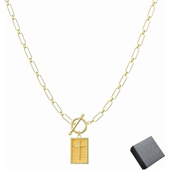 Huenaut Cross Necklace, The Dainty Nail Cross Necklace, Cross Pendant Paperclip Chain Necklace, Paperclip Cross Necklace For Unisex