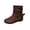 Brown, variant on Womens Slouchy Boots Flat Sole Side Zipper Ring Decoration Suede Stacked Boots