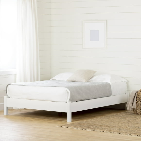 South Shore Munich Full Platform Bed on Legs, in Pure White