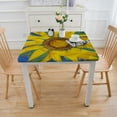 thumbnail image 3 of nygtbtfer Fitted Tablecloth Elastic Edged Table Cover, Yellow Floral Wipeable Table Cloths for Kitchen Dining Party Fit up Tables,Mottled Rustic Wooden Plank, 3 of 7