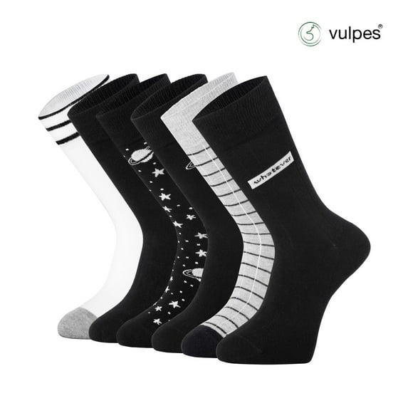 Whatever Socks, 6 Pair Funky Novelty Crew Socks, Casual Cotton Socks for Men or Women