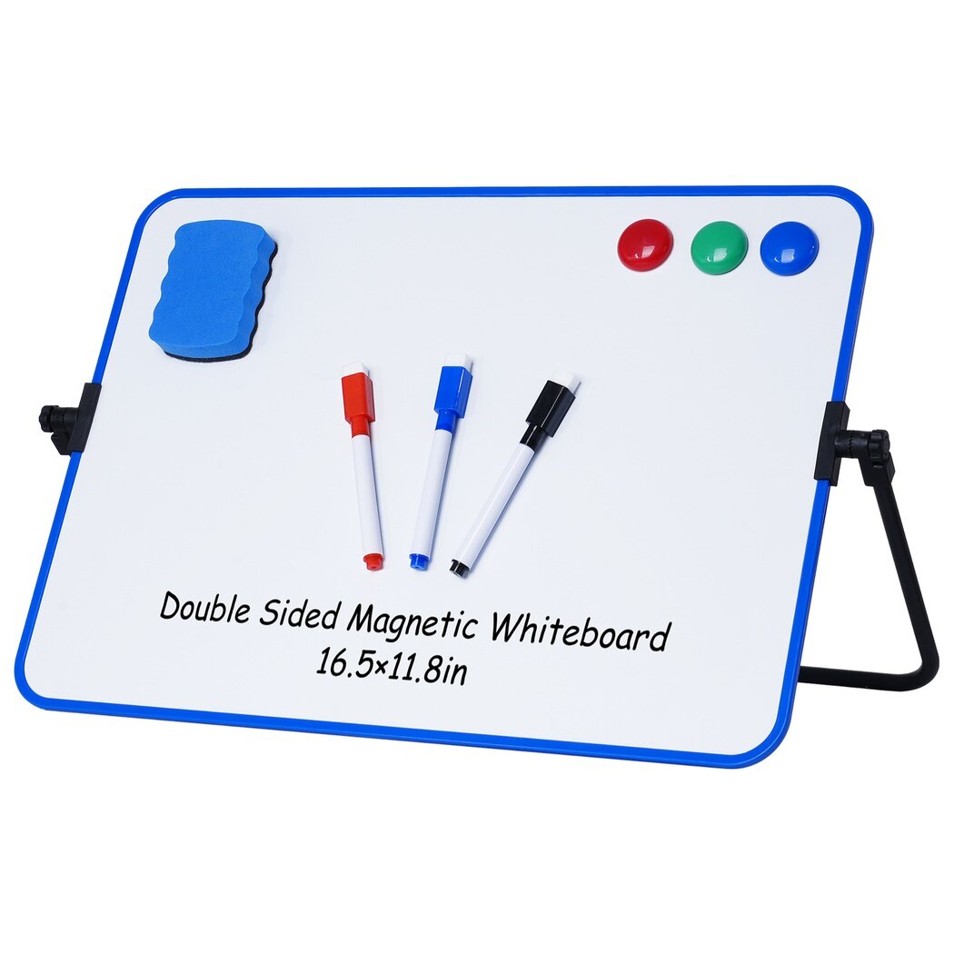 Desktop Whiteboard, 16.5×11.8" Double Sided Dry Erase White