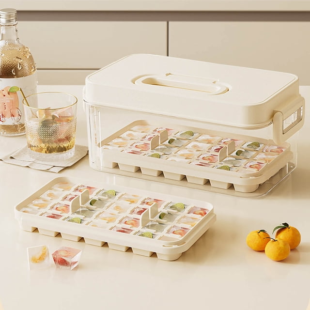 Kugisaki Ice Large Capacity Press Demolding Ice Tray Household Ice Making Storage Box 28 Compartments With Lid Refrigerator Ice Ice Tray on Clearance