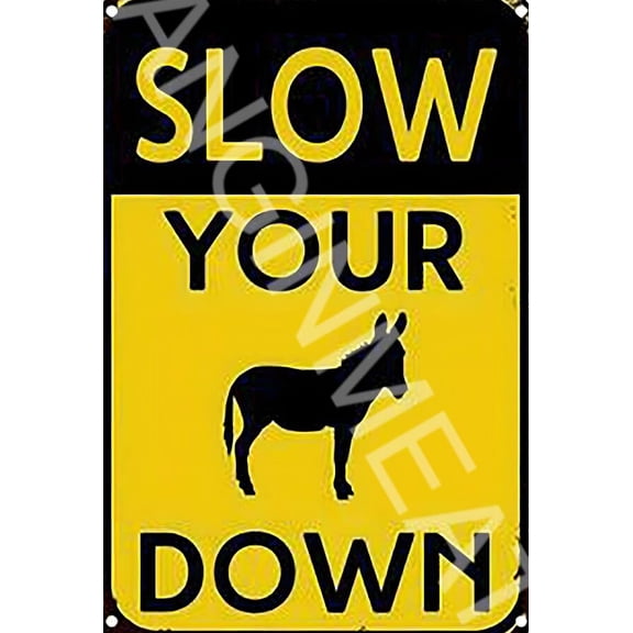 Slow Your A$$ Down Funny Metal Sign Size: 8 x 12 Inch