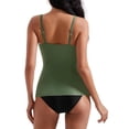 thumbnail image 4 of Womens Tankini Push Up Tummy Control Swimsuit Knot Front Bathing Suit Green XL, 4 of 5