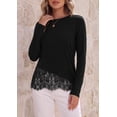 thumbnail image 4 of PRETTYGARDEN Women's Lace Patchwork Long Sleeve Shirts | Soft Casual Tops,Irregular Asymmetrical Hem,Crew Neck Thermal Blouses,Loose Fit Layer Tee,Fashion Fall Winter Daily Wear, 4 of 9