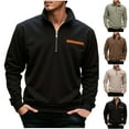 thumbnail image 2 of ZCFZJW Men's Casual Quarter Zip Sweatshirt Lightweight Fall Winter Regular Fit Cotton Loose Fit Pullover Stylish Casual Polo Shirts with Pocket Green XXL, 2 of 10
