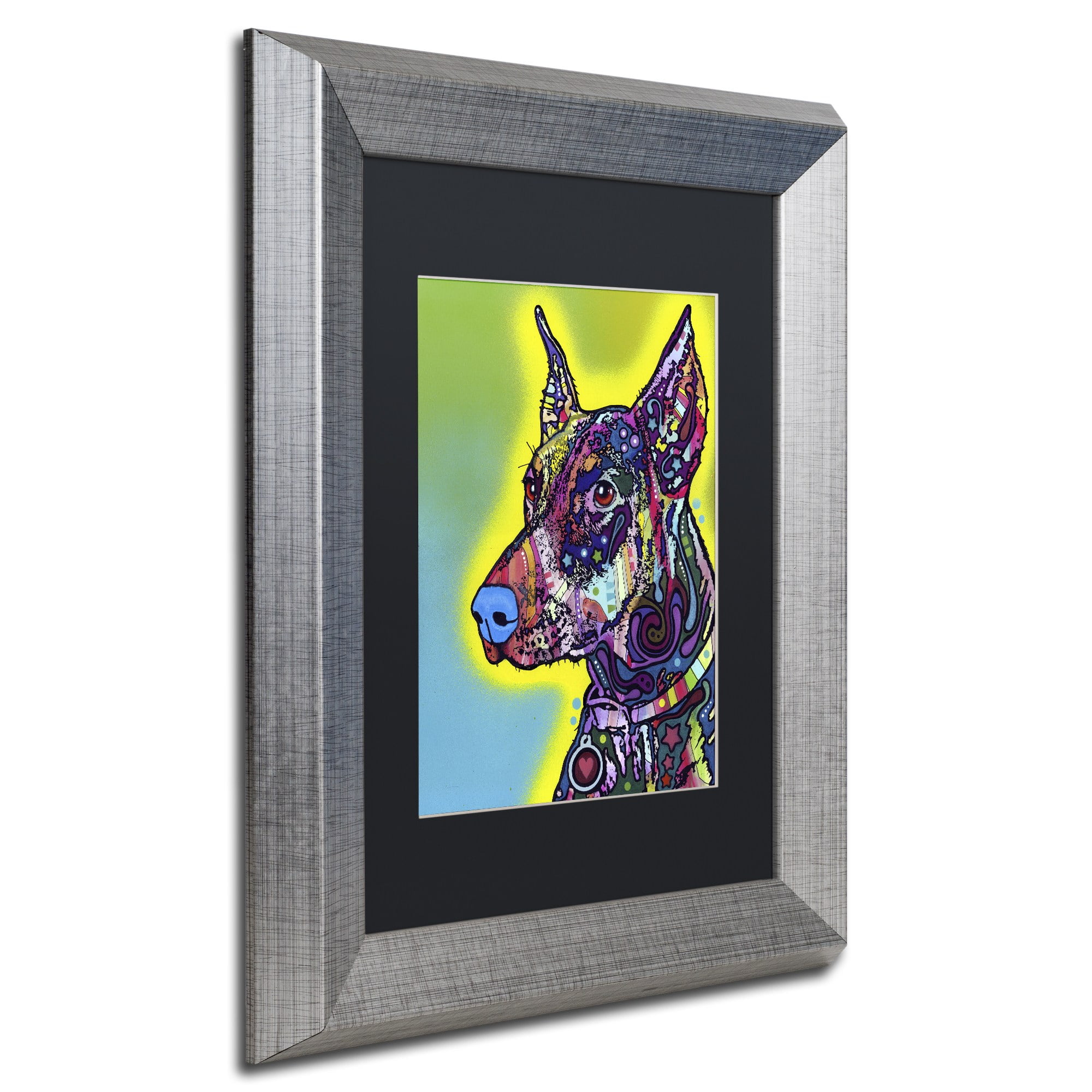 Trademark Fine Art "Doberman" Canvas Art by Dean Russo, Black Matte, Silver Frame