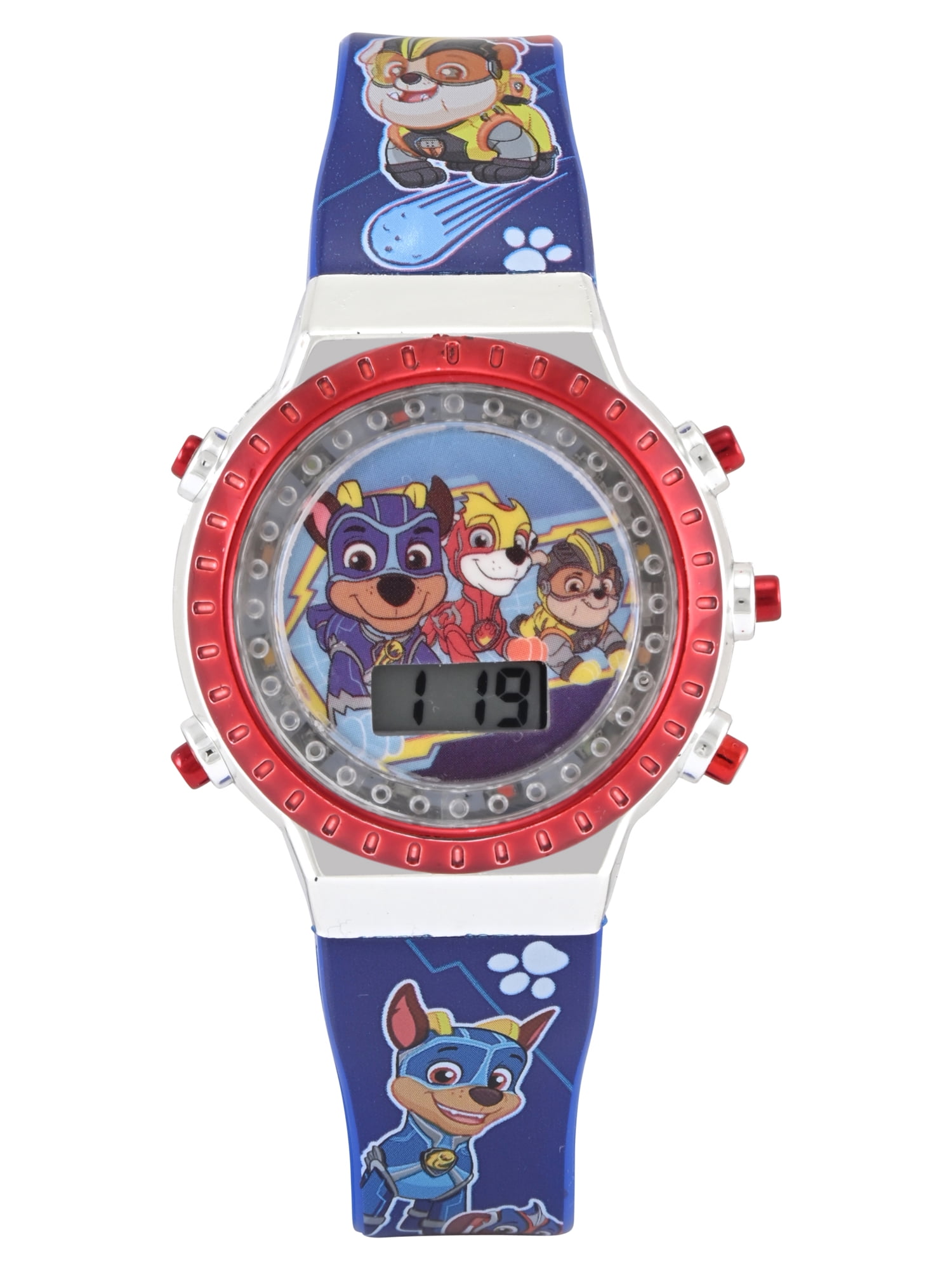 Nickelodeon Paw Patrol Unisex Child Blue Flashing Dial LCD Watch, PAW4348WM