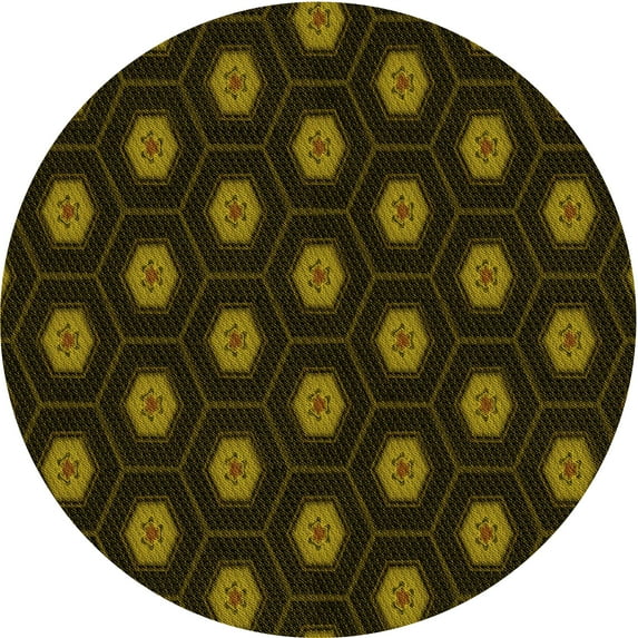 Ahgly Company Indoor Round Patterned Dark Bronze Brown Area Rugs, 5' Round