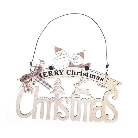 

Linyer Christmas Tree Hanging Sign Ornaments Household Interesting Wood Scene Layout Plate Pendant Xmas Decor Festival Ornament Burlywood