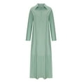 thumbnail image 4 of CFLVAEK Women Cotton Linen Dresses Casual Button Down Maxi Dress Loose Short Sleeve Collared Henley Dresses Lightweight Solid Beach Dress with Pockets Green M, 4 of 6