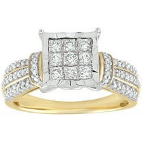 Forever Bride 10K Yellow Gold 1/2 Carat Diamond Cushion Bridal Ring, Women, Adult