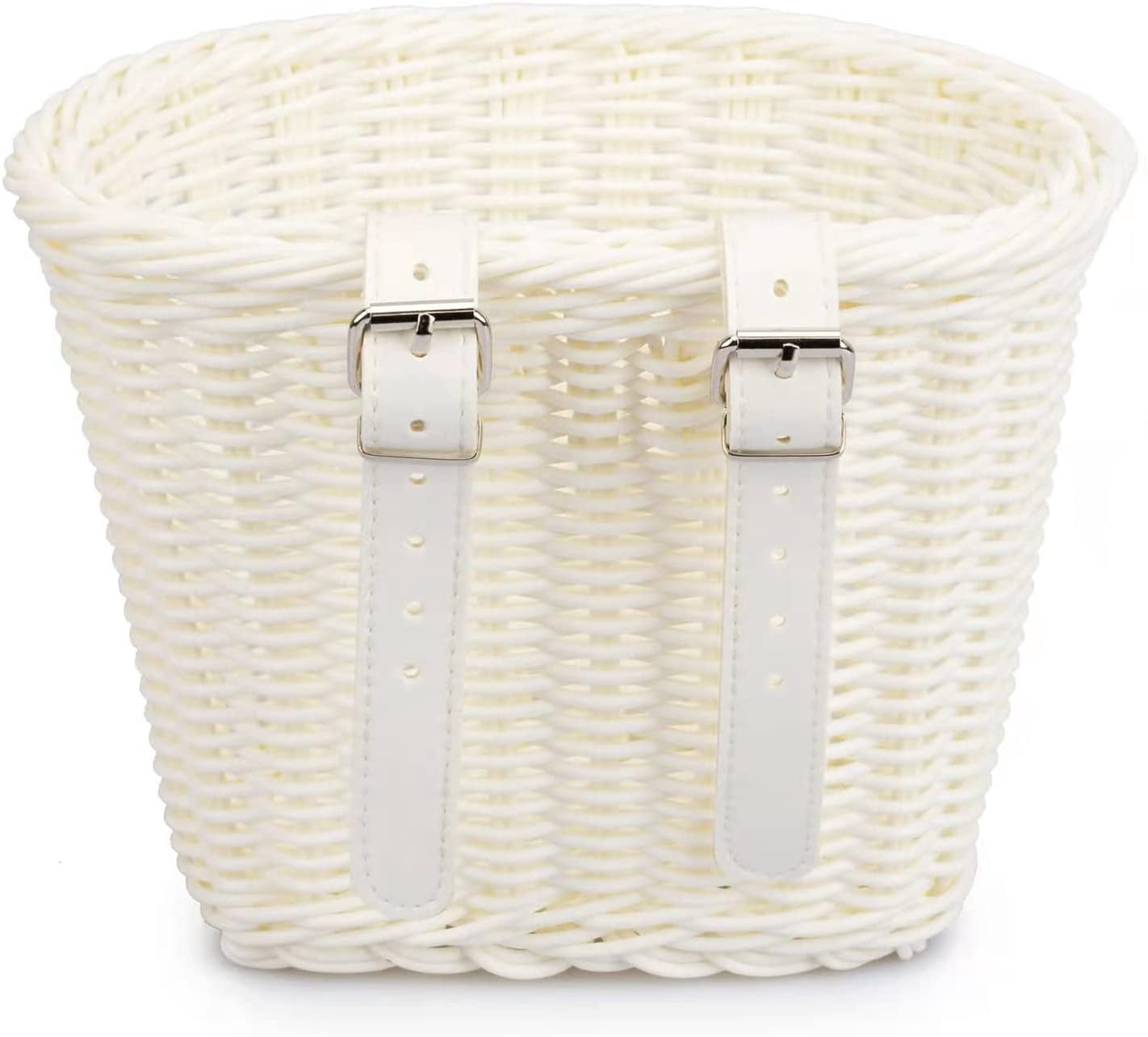 Kid's Bicycle Basket Colored Tassels Wicker Front Handlebar Bike Basket with Streamers Bell and Stickers Bicycle Decoration for Girls and Boys