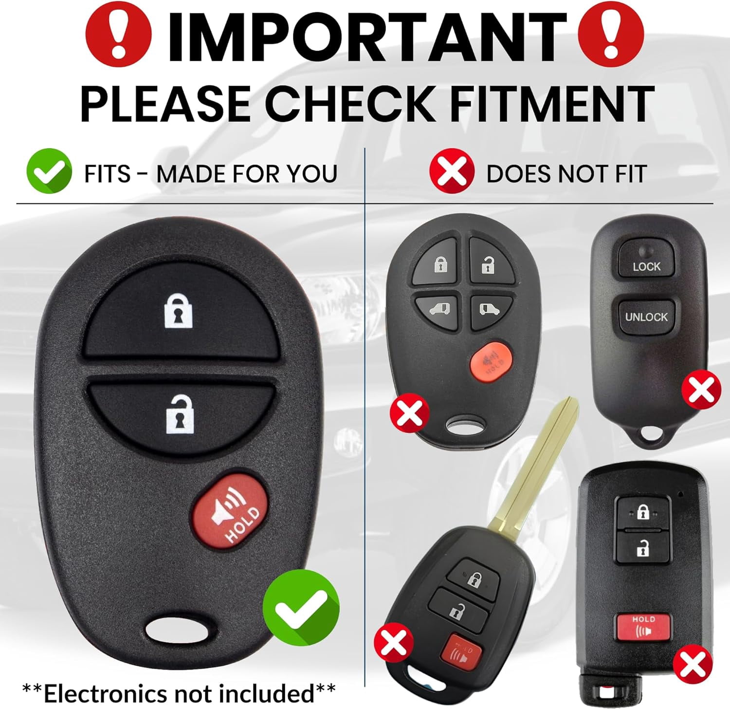 For Toyota Key Fob Cover with Built-in Bottle Opener - Rugged Protective Shell for Tundra (2007-2017) & Tacoma (2005-2015) - Enhanced Grip & Durability - Key Fob Replacement Shell - Custom Colors