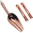 thumbnail image 1 of Stainless Steel Ice Scoop and Ice Tongs Small, Round Bottom Bar Ice Utility Scoop, 6 Inches Serving Tongs with Teeth for Large Cubes, Freezer, Ice Bucket Copper, Set of 3 (Rose Gold), 1 of 7