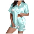 thumbnail image 1 of GPOECD Ensemble de Pyjama en Satin de Soie à Manches Courtes Imprimé de Noël pour Femmes Tenue de Nuit Festive Rouge Melon D\'eau, m Rouge, TG, 1 of 5