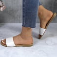 thumbnail image 4 of GJPBGK Women's Flat Slide Sandals Open Toe One-Band Summer Slip-On Shoes for Beach, Travel & Casual Outfits, 4 of 6