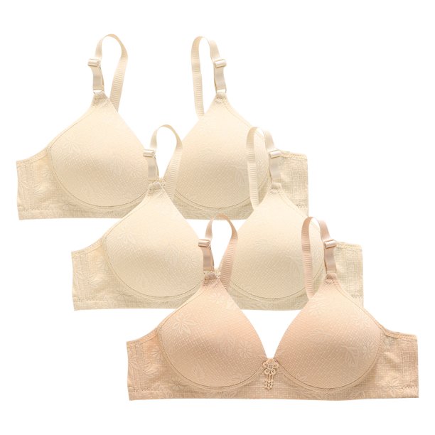 Puntoco Bralettes para mujer, estilo sin aros de acero, estampado, fruncido, botón central, ropa interior transpirable, sujetador de uso diario